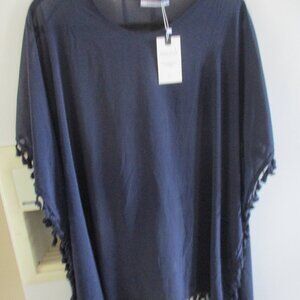new nwt chiffon easycare  Navy Blue Free Form Poncho NWT m l